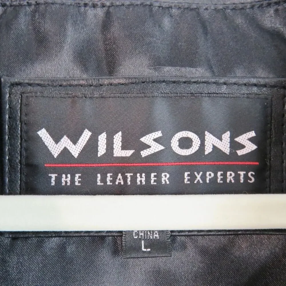 Vintage Wilson's Leather Men's Black Leather Jacket Large Biker Motorcycle